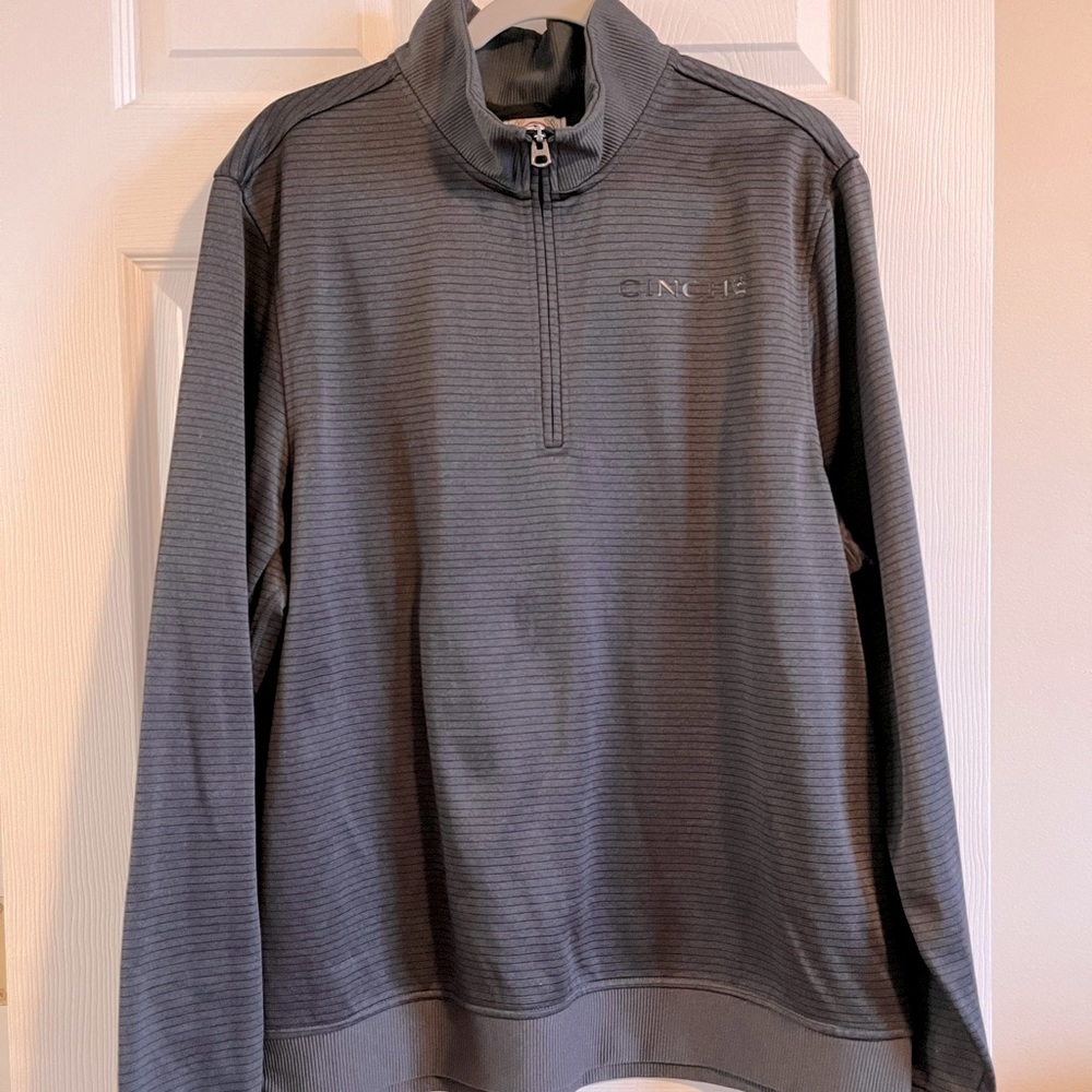 Cinch Large Grey with subtle stripes quarter zip